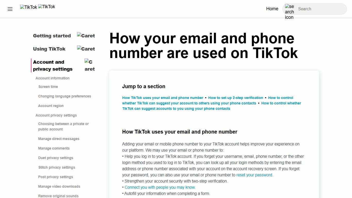 How your email and phone number are used on TikTok
